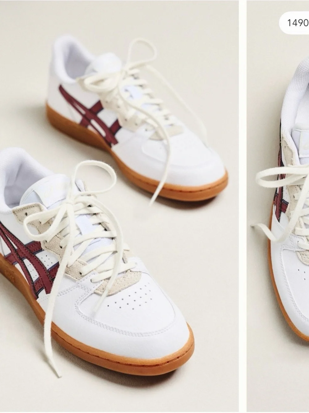 Asics Skyhand OG White Sneakers with Gum Sole and Maroon Accents